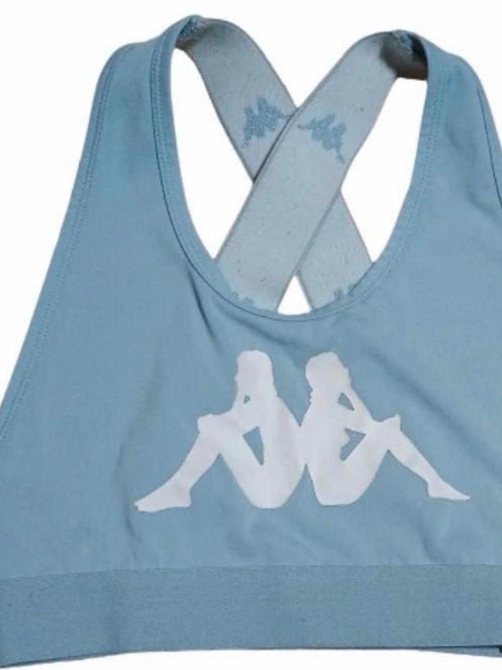 Kappa Light Blue Cross-Back Sports Bra with White Logo